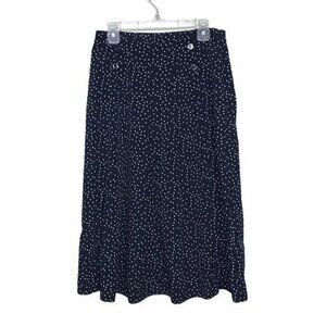 Side Party Blue Billie Polka Dot Pleated Midi Skirt $130 Large